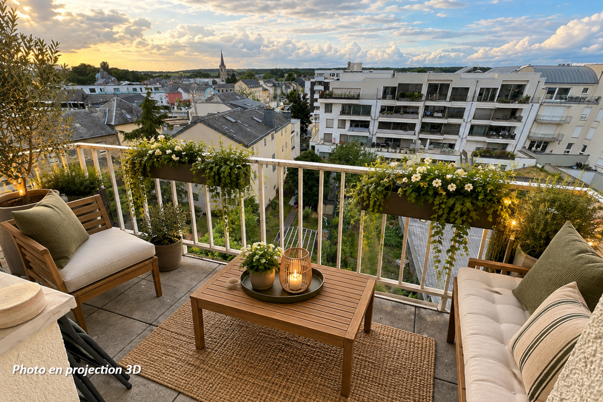 Balcon urbain chaleureux au coucher du soleil.png